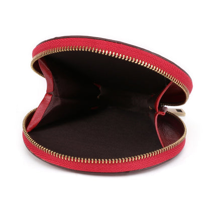 K058 Top Layer Cowhide Coin Purse Portable Mini Round Zipper Wallet Storage Bag with Strap