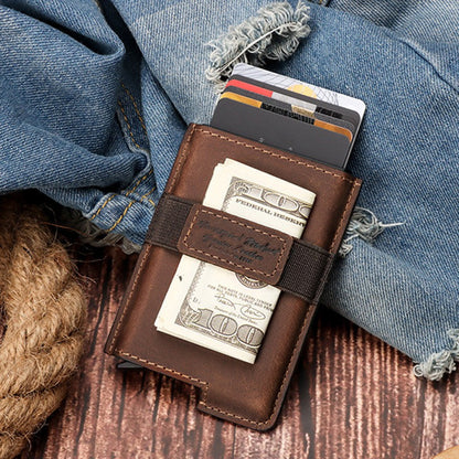 BP977 RFID Blocking Full Grain Cowhide Leather Card Pouch Bag Multifunction Wallet Cash Holder