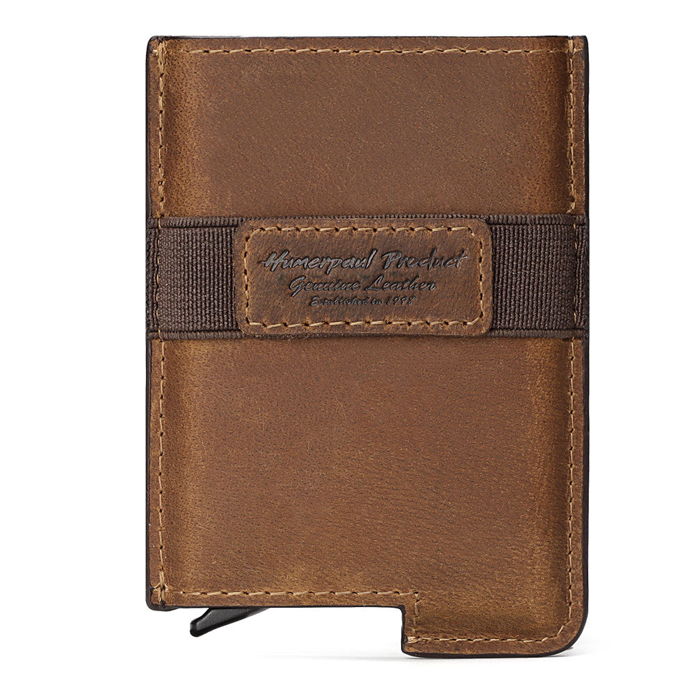 BP977 RFID Blocking Full Grain Cowhide Leather Card Pouch Bag Multifunction Wallet Cash Holder