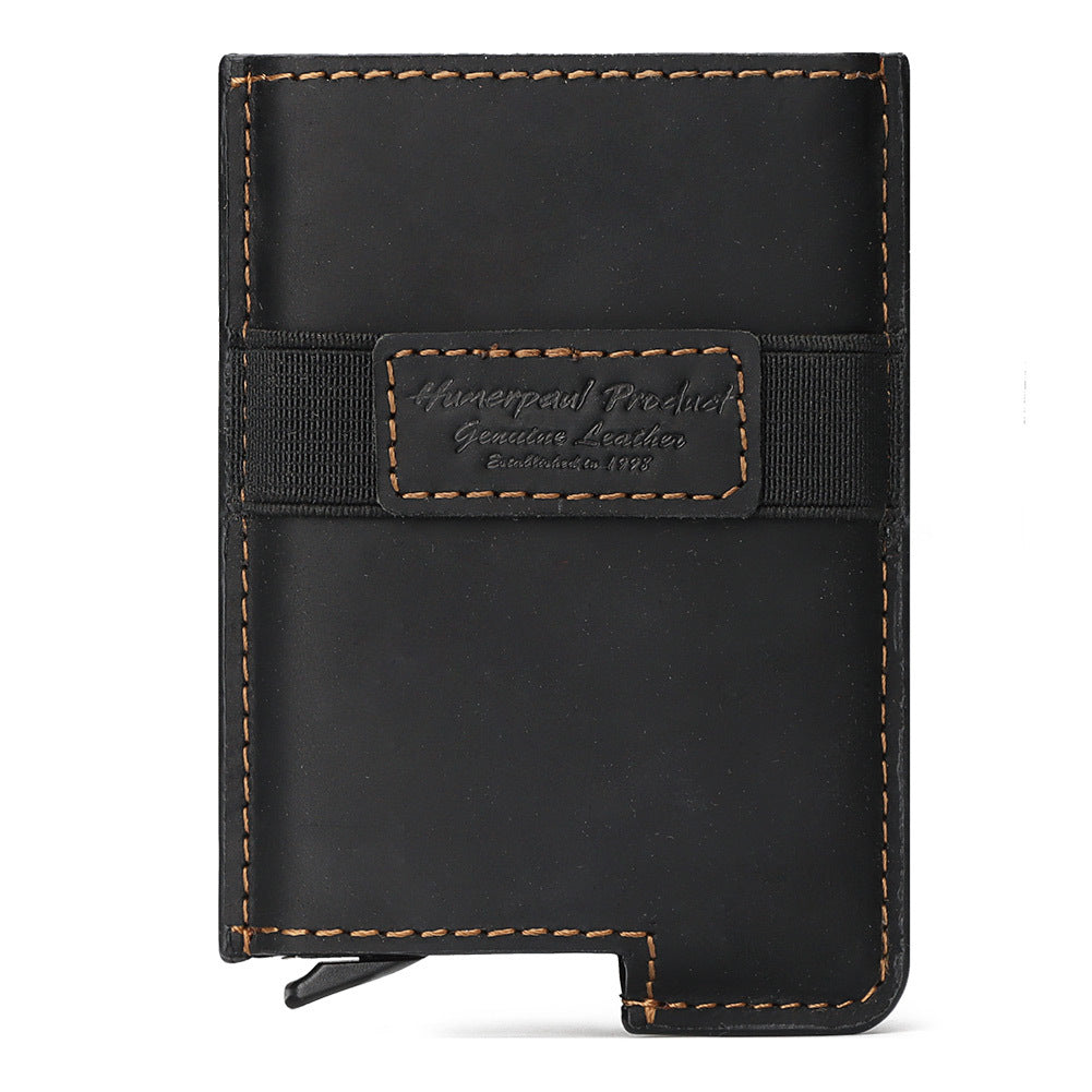 BP977 RFID Blocking Full Grain Cowhide Leather Card Pouch Bag Multifunction Wallet Cash Holder