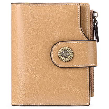 SENDEFN 5206 RFID Blocking Multiple Card Slots Cowhide Leather Short Wallet Women Zipper Coin Purse