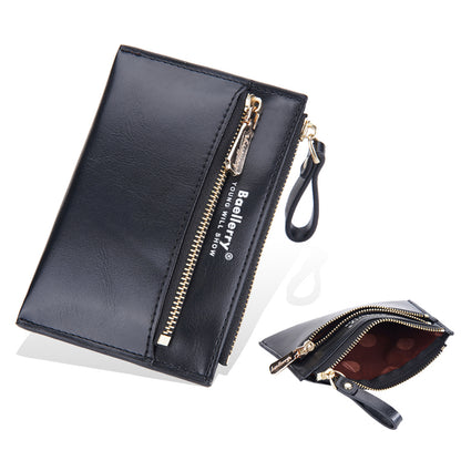 BAELLERRY N3237 PU Leather Zipper Card Case Slim Wallet Coin Purse Handbag Cash Holder Case with Strap