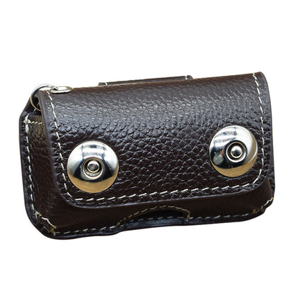 C02 Cowhide Leather Waist Car Key Case Magnetic Buttons Belt Loop Key Pouch Bag