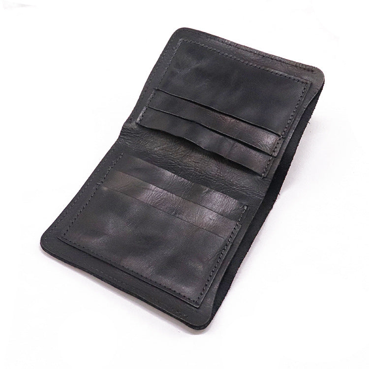 SG724 Top Layer Cowhide Leather Vintage Bi-fold Short Wallet Men Cash Cards Storage Bag