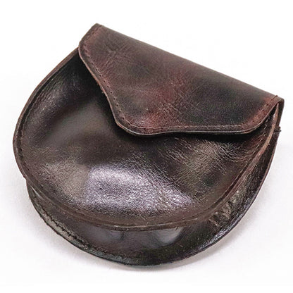 SG715 Retro Wrinkled Top Layer Cowhide Leather Coin Purse Snap Button Design Coins Key Holder Bag