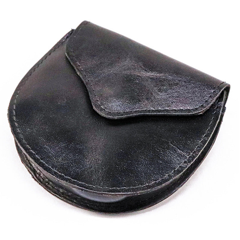 SG715 Retro Wrinkled Top Layer Cowhide Leather Coin Purse Snap Button Design Coins Key Holder Bag