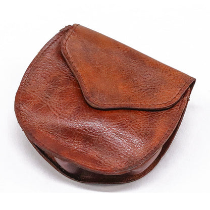 SG715 Retro Wrinkled Top Layer Cowhide Leather Coin Purse Snap Button Design Coins Key Holder Bag