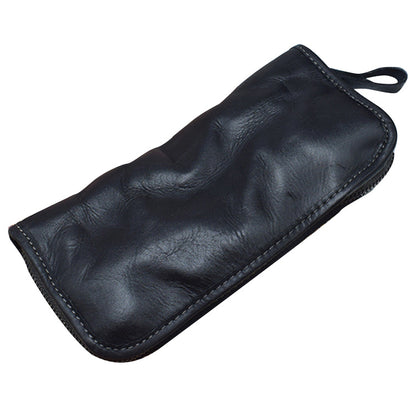 ZR001 Long Wallet Zipper Pocket Design Cellphone Purse Men Retro Wrinkled Top Layer Cowhide Leather Clutch