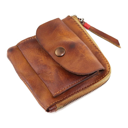 SG132 Small Coin Purse Top Layer Cowhide Leather Vintage Style Mini Coin Bag Card Holder Wallet