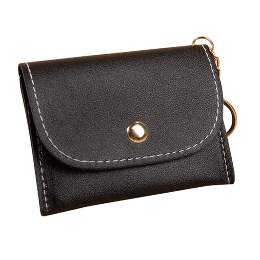 OY-711 PU Leather Mini Wallet Cards Cash Holder Storage Bag Magnetic Button Coin Purse with Key Ring