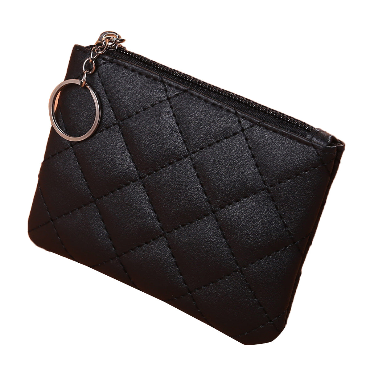 016 Rhombic Grid Stylish Mini Wallet PU Leather Zipper Cards Cash Holder Women Coin Purse Pouch