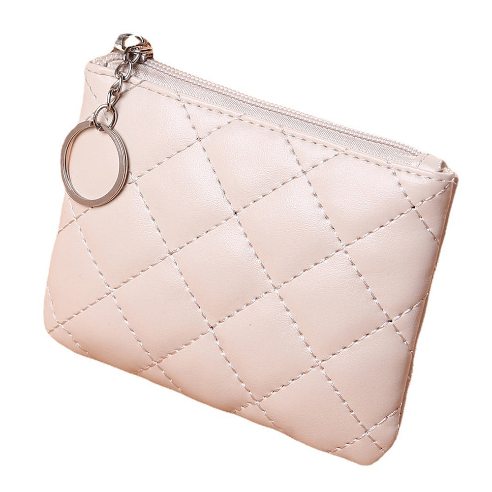 016 Rhombic Grid Stylish Mini Wallet PU Leather Zipper Cards Cash Holder Women Coin Purse Pouch