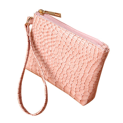 YF-166 Bright Surface Crocodile Texture PU Leather Coin Purse Small Zippered Change Pouch Women Wallet with Hand Strap