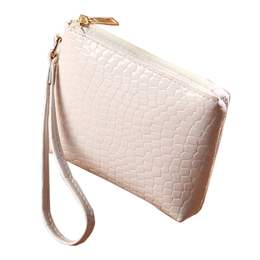 YF-166 Bright Surface Crocodile Texture PU Leather Coin Purse Small Zippered Change Pouch Women Wallet with Hand Strap