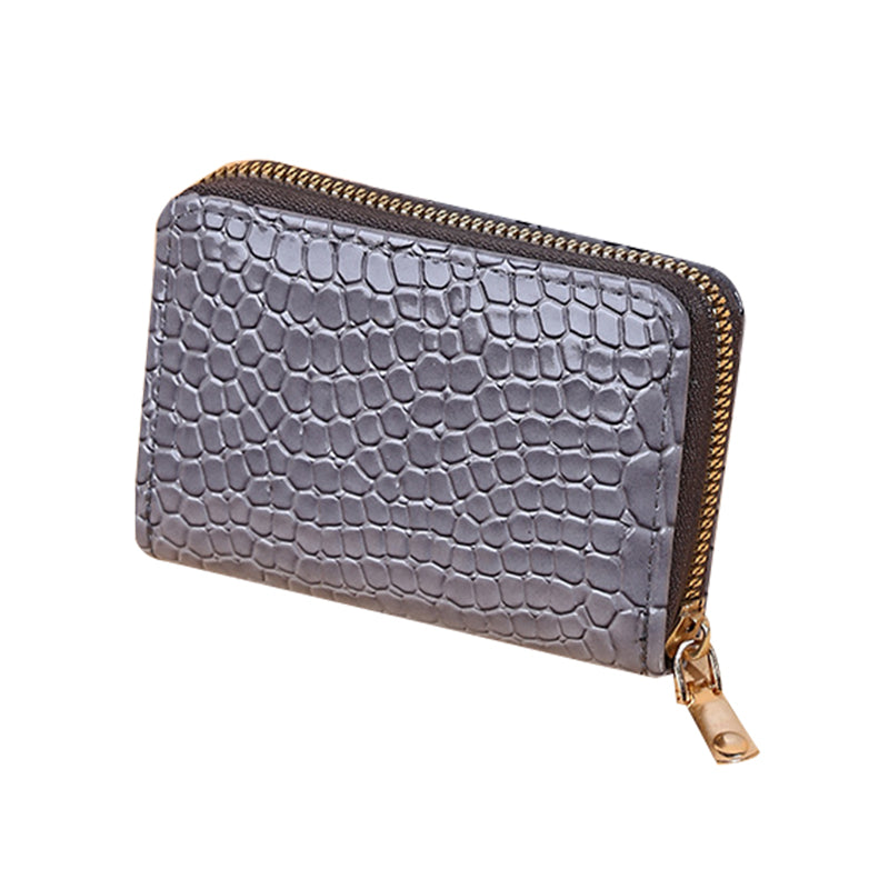 522 Crocodile Texture PU Leather Organ Card Holder Bag Women Short Wallet Zipper Coin Purse