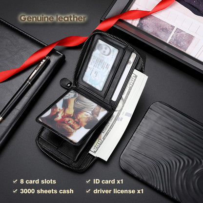 CHANPINCL CLQ375C Genuine Leather Wallet RFID Blocking Card Storage Pouch Cash Money Zipper Carrying Bag