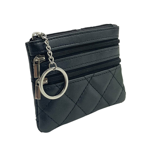 OY-005 Rhombic Grid Stylish PU Leather Multi-pocket Women Short Wallet Zipper Design Cards Cash Holder Purse