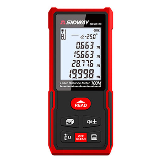 SNDWAY SW-DS100 100M Laser Rangefinder IP54 Waterproof Distance Meter Digital Ruler Laser Tape (No Battery)