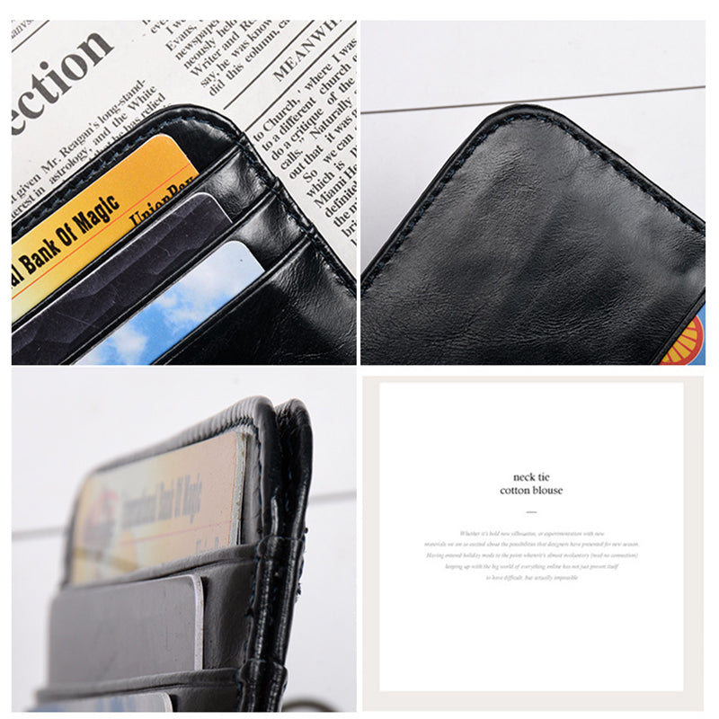 AP121 Ultra Slim Cowhide Leather Card Holder Storage Bag Coin Purse Credit Card Case