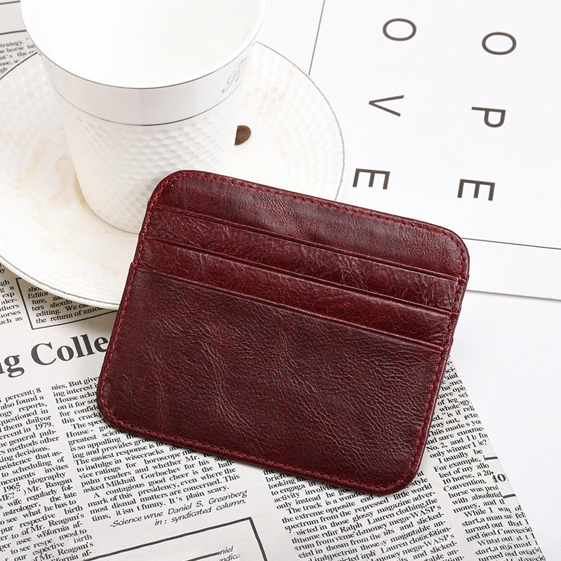 AP121 Ultra Slim Cowhide Leather Card Holder Storage Bag Coin Purse Credit Card Case