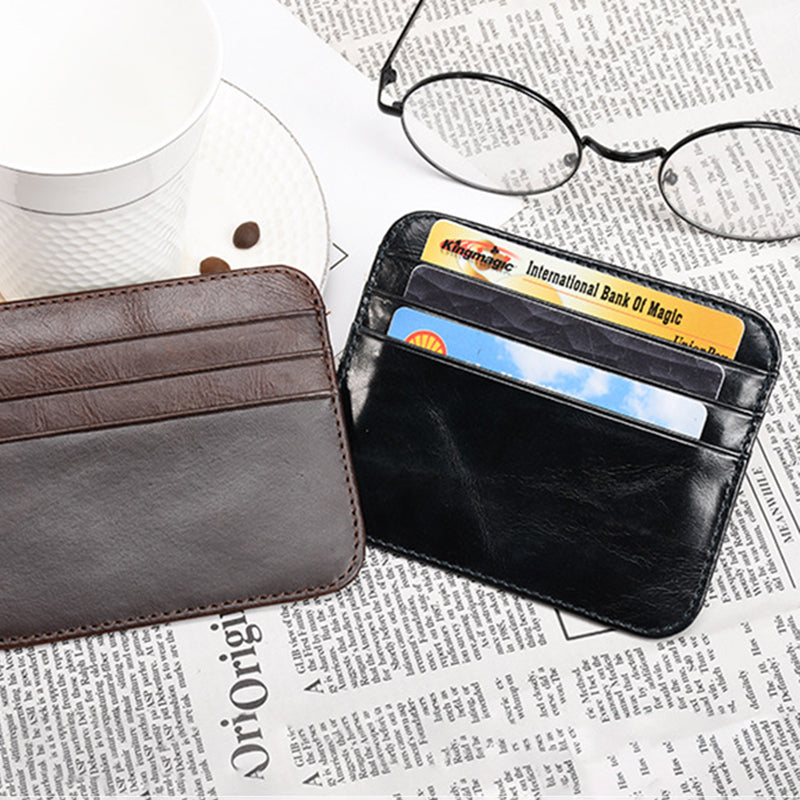 AP121 Ultra Slim Cowhide Leather Card Holder Storage Bag Coin Purse Credit Card Case