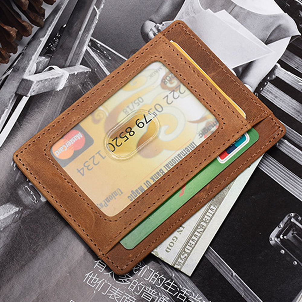 AP156 To My Son / Daughter Minimalist Wallet Gift from Dad / Mom RFID Blocking Cowhide Leather Front Pocket Card Bag