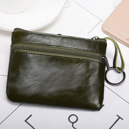 AP127 Mini Wallet Genuine Cowhide Leather Coin Purse Zipper Small Pouch Change Card Key Storage Bag