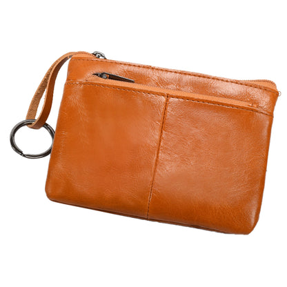 AP127 Mini Wallet Genuine Cowhide Leather Coin Purse Zipper Small Pouch Change Card Key Storage Bag