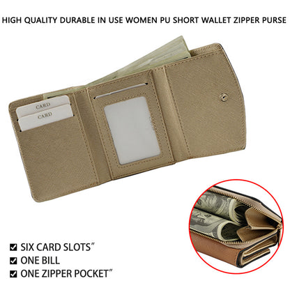 FFY FY8003-23 Stylish PU Leather Women Folding Short Wallet Cards Cash Carrying Bag