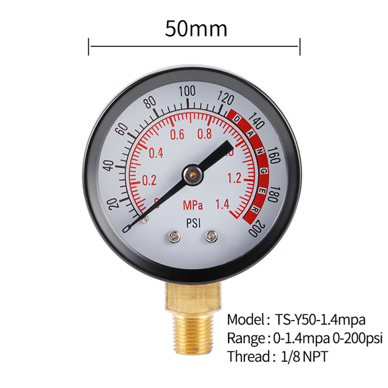 TS-Y50-1.4mpa Dial Dual Scale Water Oil Water Pressure Gauge Stainless Steel Gas Pressure Gauge with Dual Scale