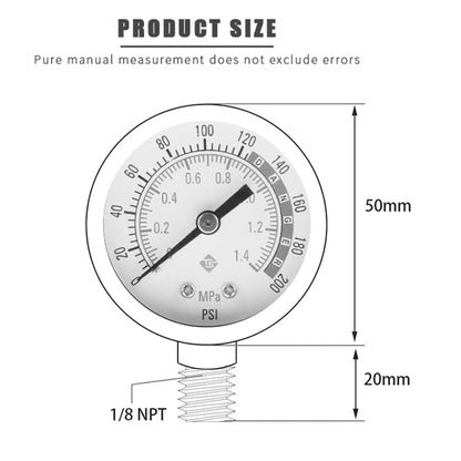 TS-Y50-1.4mpa-Y Large 50mm Dial Dual Scale Design Oil Water Pressure Gauge Stainless Steel Gas Pressure Gauge