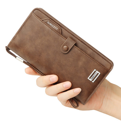 SUNICETY Men&#39;s Long Wallet RFID Blocking Card Storage Pouch Money Cash Coin Carrying Bag Cell Phone Clutch Purse