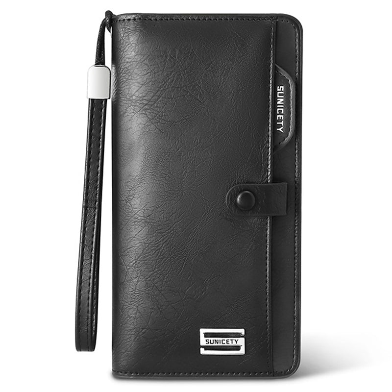 SUNICETY Men&#39;s Long Wallet RFID Blocking Card Storage Pouch Money Cash Coin Carrying Bag Cell Phone Clutch Purse