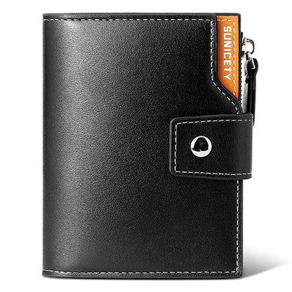 SUNICETY Bi-color Style Wallet RFID Blocking PU Leather Card Storage Pouch Anti-theft Zipper Pocket Cash Money Holder Coin Bag