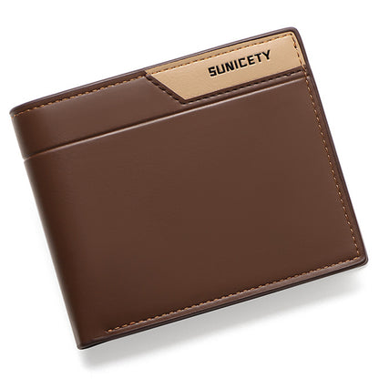 SUNICETY Men&#39;s Wallet RFID Blocking Card Storage Pouch Money Cash Coin Carrying Bag with Multiple Card Slots and Zipper Pocket