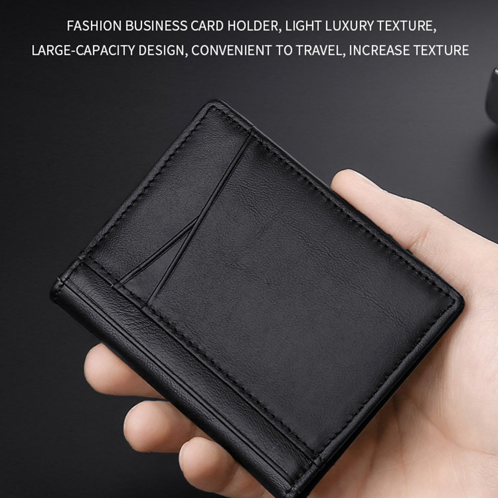 037S Slim Bifold Card Holder Cowhide Leather Passcase RFID Blocking Front Pocket Card Case