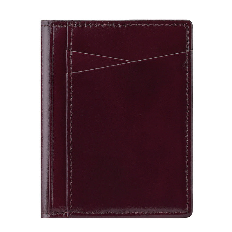 037S Slim Bifold Card Holder Cowhide Leather Passcase RFID Blocking Front Pocket Card Case