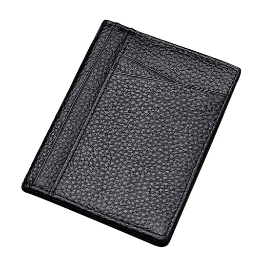 V6-J Slim Minimalist Card Case Cowhide Leather Passcase RFID Blocking Bifold Design Card Holder