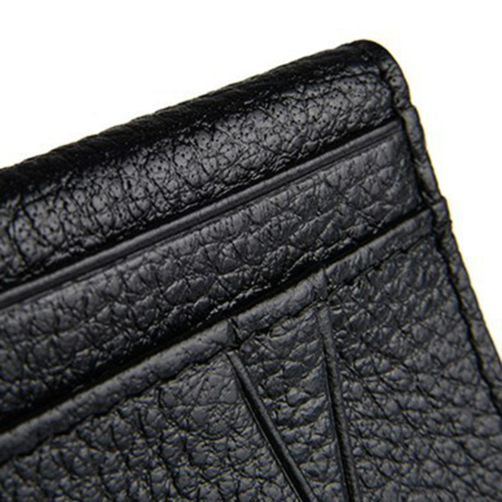 V6-J Slim Minimalist Card Case Cowhide Leather Passcase RFID Blocking Bifold Design Card Holder