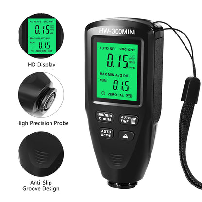 HW300-MINI Coating Thickness Gauge for FE / NFE Coating Thickness Meter Digital Display Measure Device