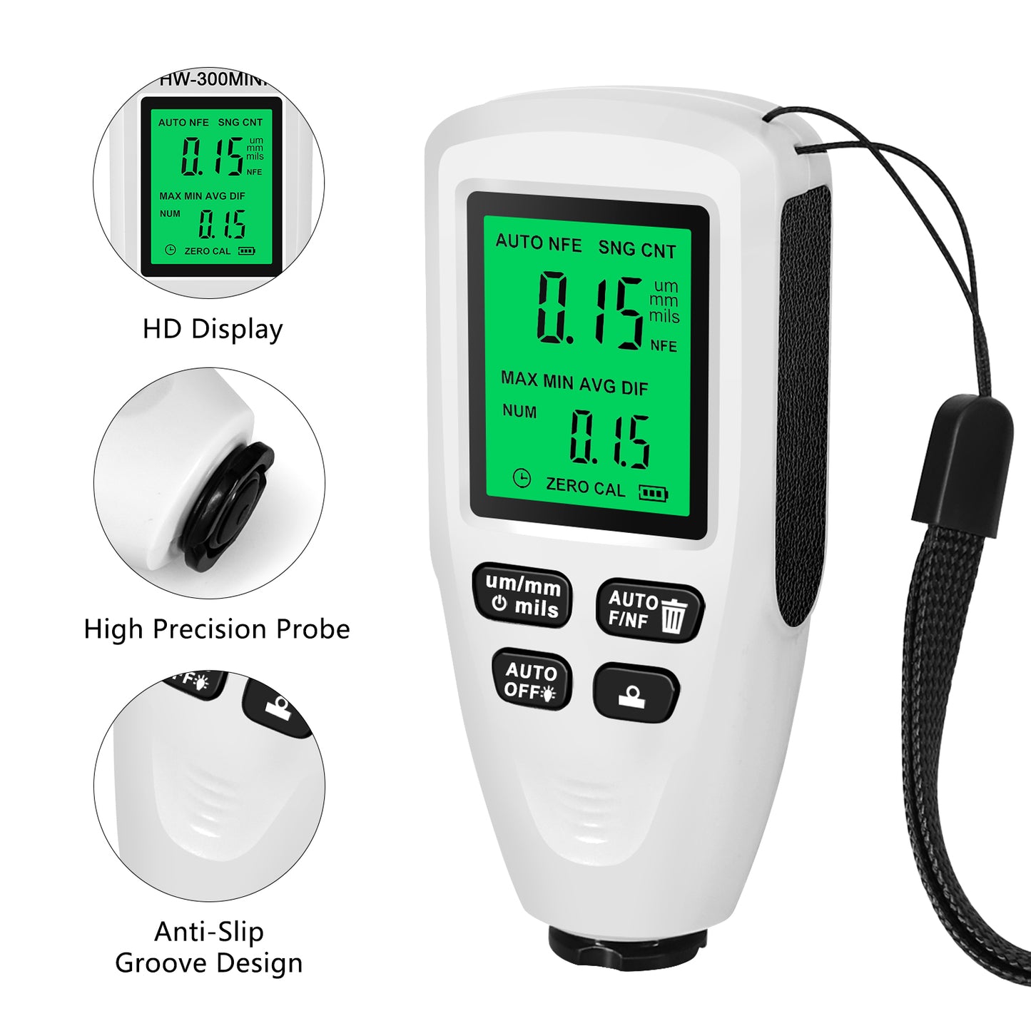 HW300-MINI Coating Thickness Gauge for FE / NFE Coating Thickness Meter Digital Display Measure Device