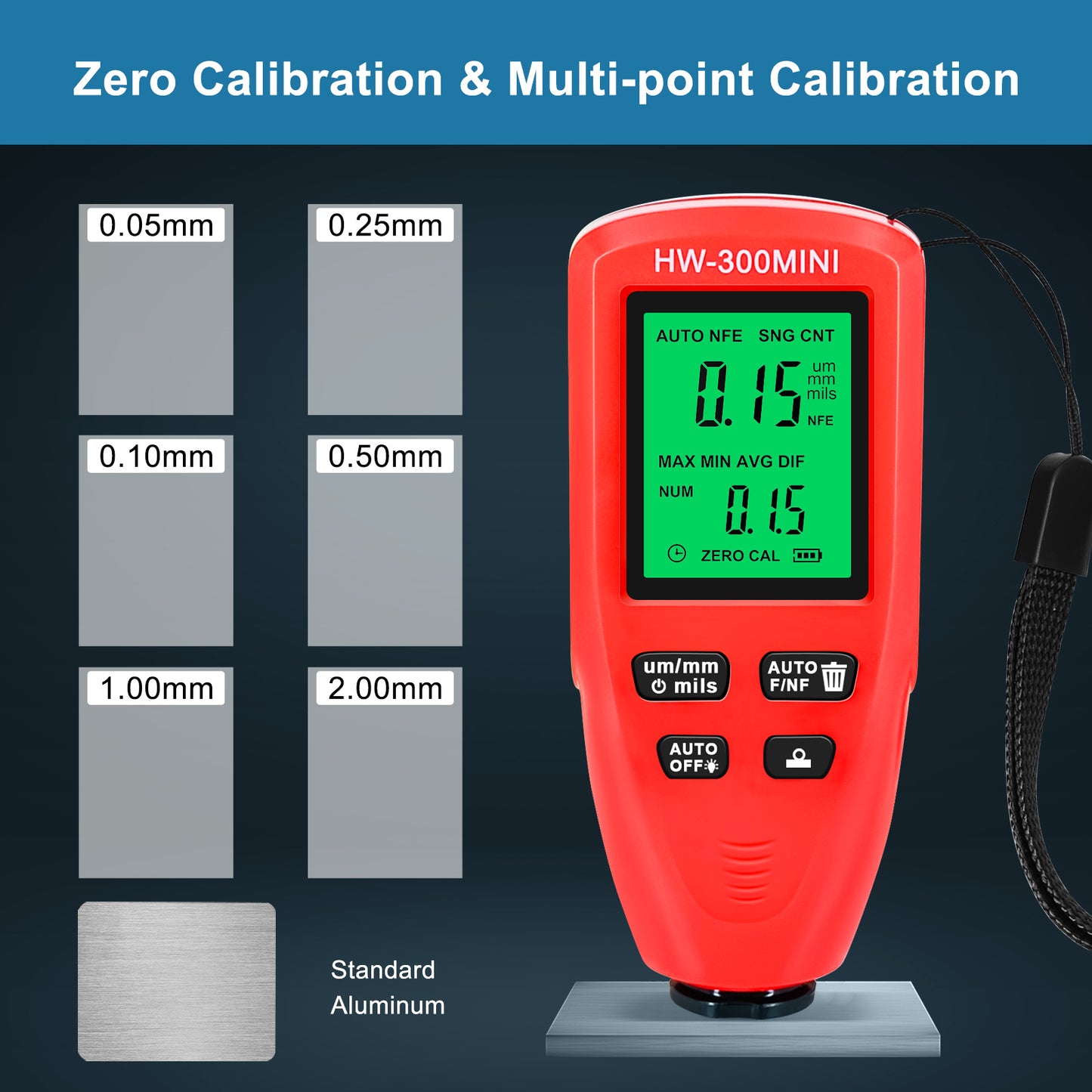 HW300-MINI Coating Thickness Gauge for FE / NFE Coating Thickness Meter Digital Display Measure Device