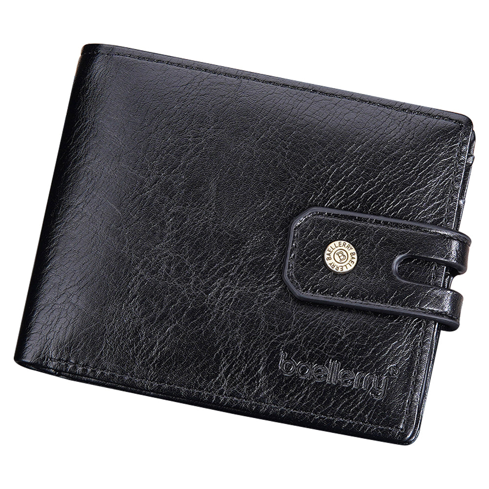 BAELLERRY D9215 Leather Men Short Wallet Multi Credit Card Coin Purse Zipper Pocket Billfold