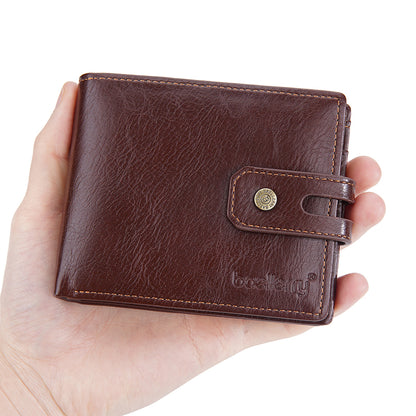 BAELLERRY D9215 Leather Men Short Wallet Multi Credit Card Coin Purse Zipper Pocket Billfold