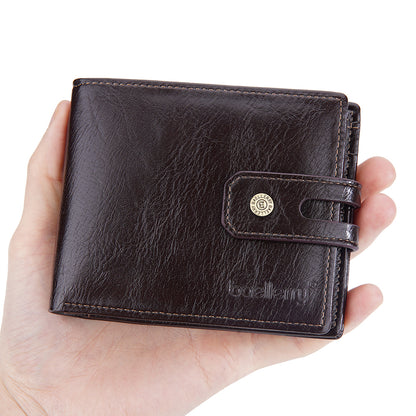 BAELLERRY D9215 Leather Men Short Wallet Multi Credit Card Coin Purse Zipper Pocket Billfold