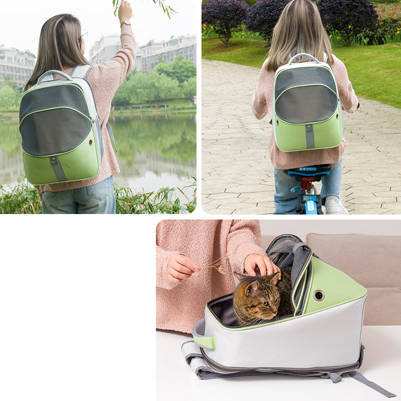 LDLC QS-067 Contrasting Color Pet Backpack Breathable Dog Cat Shoulders Bag Outdoor Travel Pet Carrier