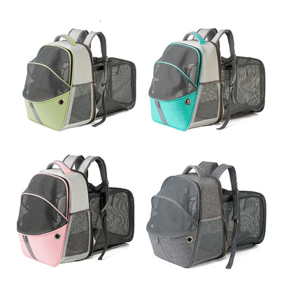 LDLC QS-067 Contrasting Color Pet Backpack Breathable Dog Cat Shoulders Bag Outdoor Travel Pet Carrier