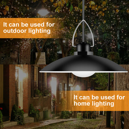 Outdoor Garden Yard Lighting Waterproof Solar Powered 2-Head Ceiling Porch Hanging Light Bulb with Extension Cord