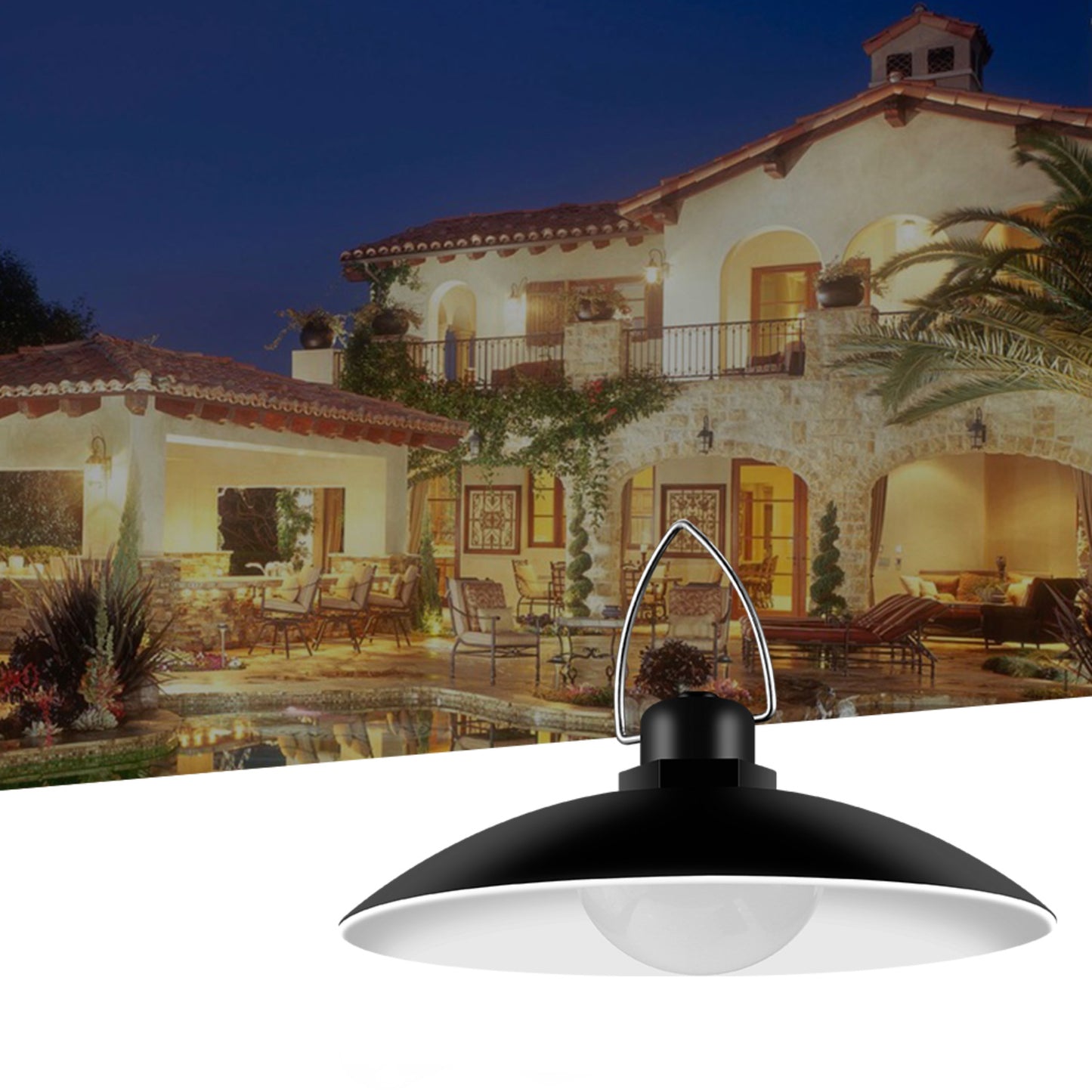 Outdoor Garden Yard Lighting Waterproof Solar Powered 3-Head Ceiling Porch Hanging Light Bulb