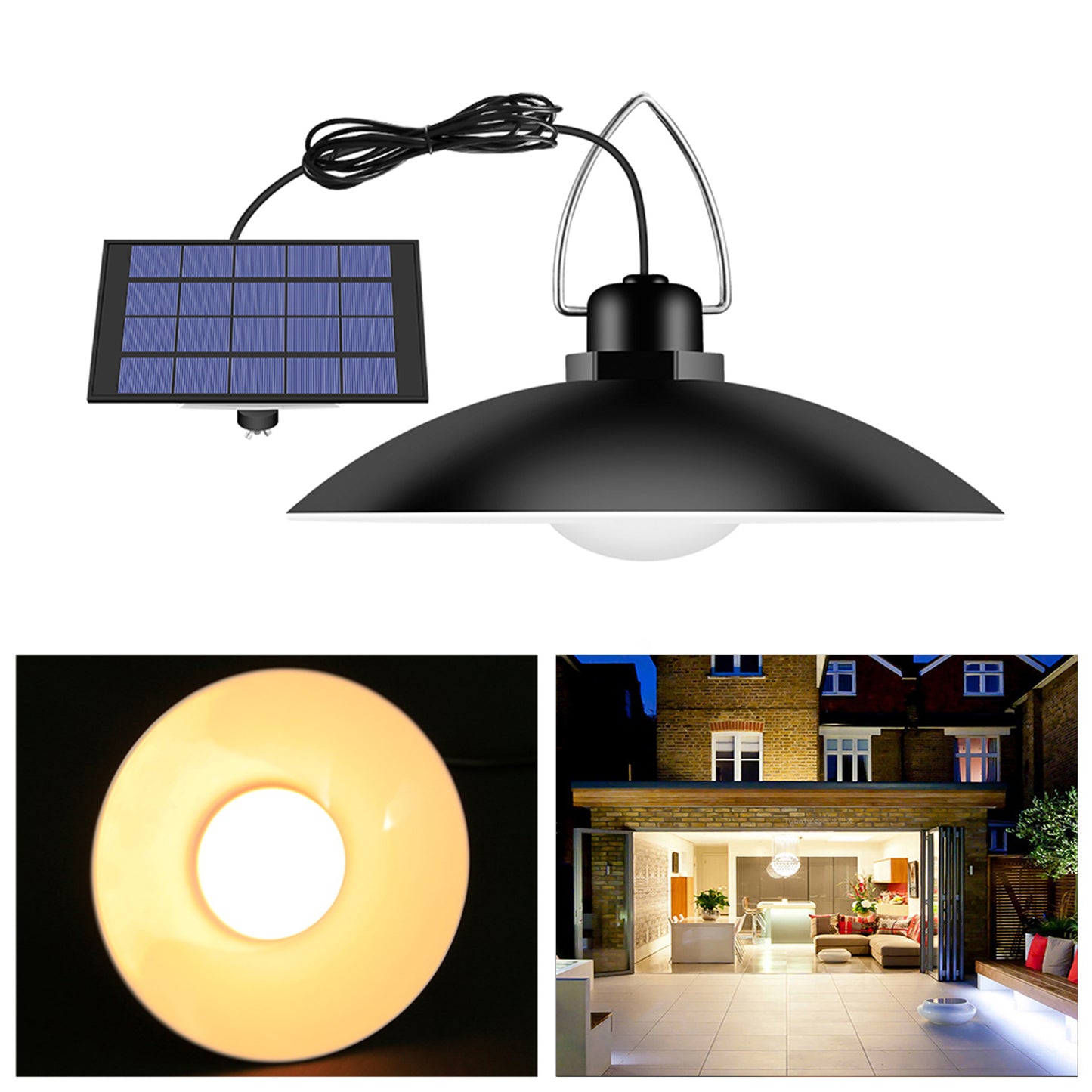 Outdoor Garden Courtyard Waterproof Solar Powered Ceiling Porch Hanging Single Head Light Bulb with Extension Cord